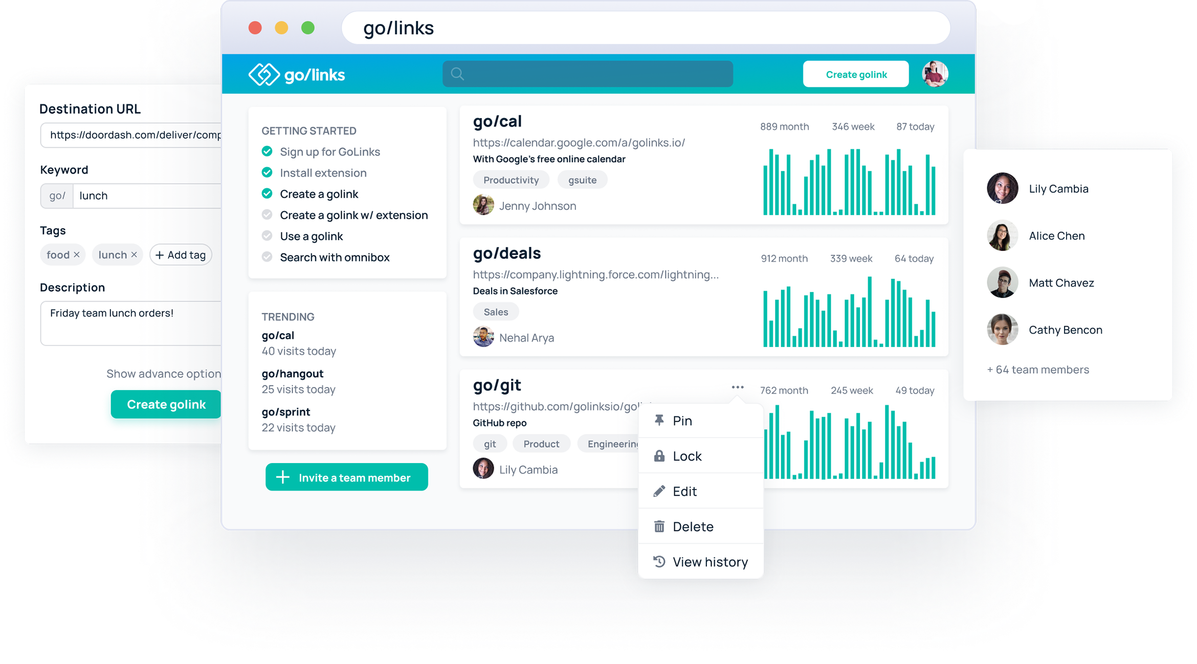 GoLinks® dashboard view